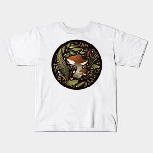 Mushroom, plants and insects pattern Kids T-Shirt